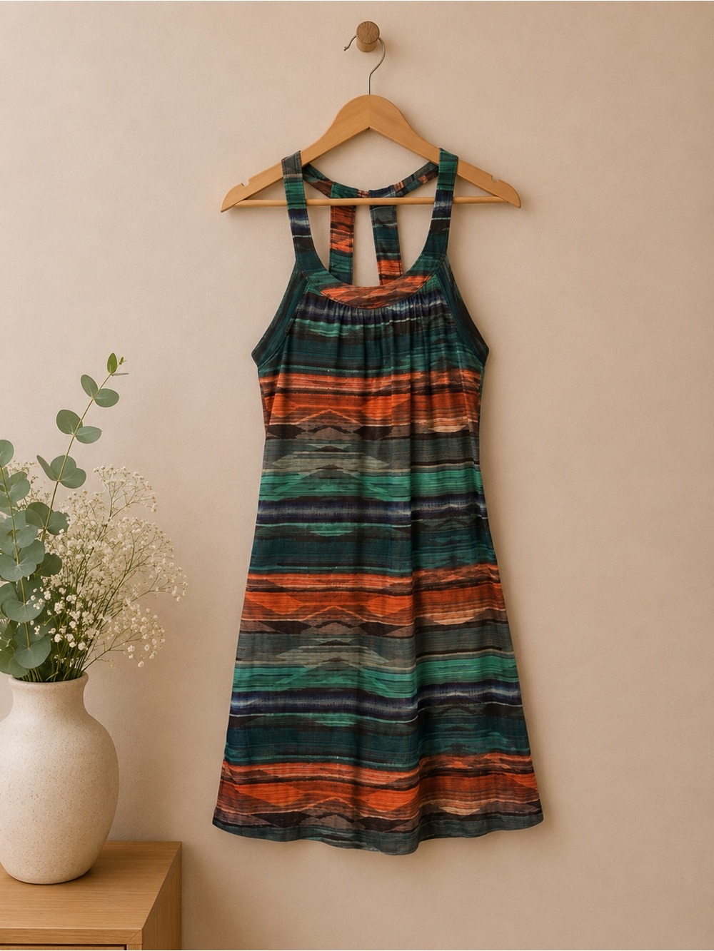 PrAna Cantine Athletic Dress Granite Bonita Tennis Pickleball Sqush Striped sz M
